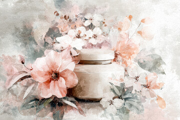 Elegant Floral Arrangement with Cream Jar