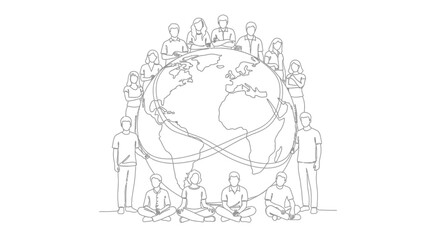 Obraz premium Global Community Connection: Diverse People Around the World Connected