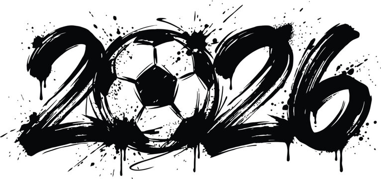 A black and white image of a soccer ball with the year 2006