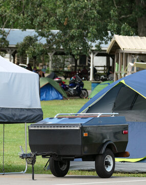Motorcycle Trailer in a Campground