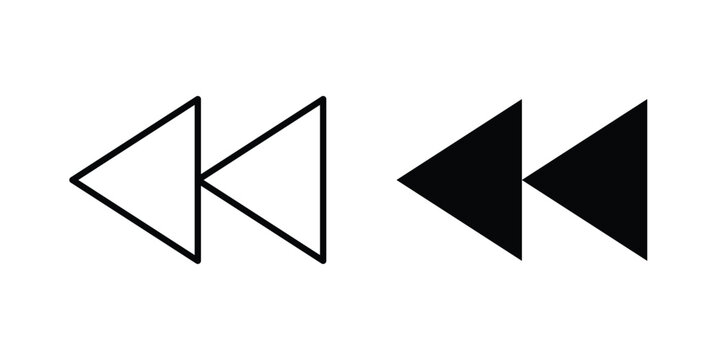 Rewind button icon Outline Style. Vector Illustration in flat For Graphic Design