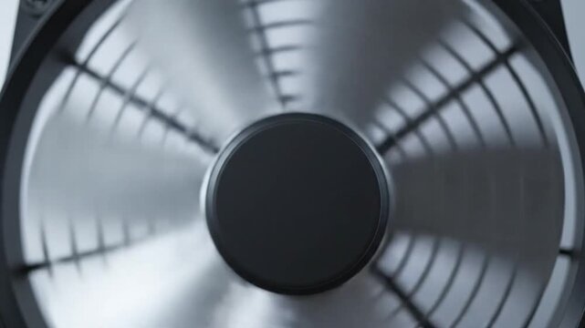 Close-up of a spinning computer fan, cooling system, technology, abstract motion blur