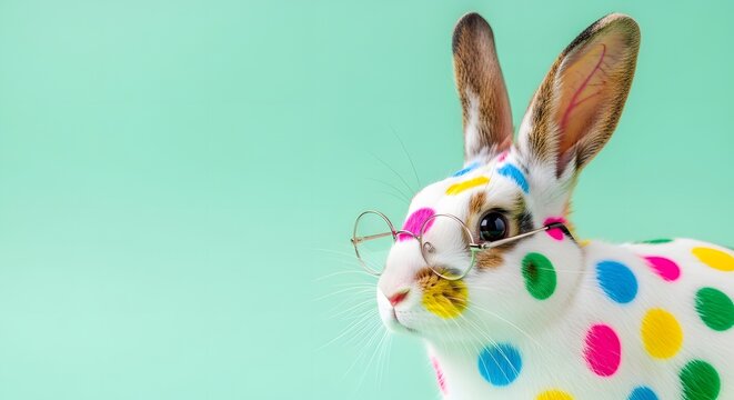Funny Rabbit with Glasses Easter Holiday Greeting Card Design