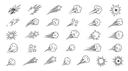 Obraz premium Cartoon explosion and starburst effects for comic book illustrations and graphic design