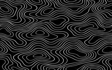 Fototapeta premium Minimalist abstract topographic contour pattern, smooth flowing elevation lines forming organic shapes, monochrome lines on a background.
