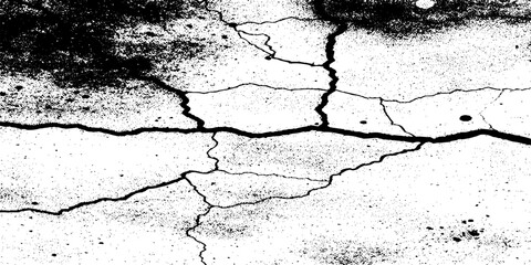Fototapeta premium Distressed Crack Grunge with Rough Fracture Details, Gritty Powder Effect, and Weathered Surface Monochrome Vector Illustration for Modern Graphic Design, Posters, Branding, and Print Projects.