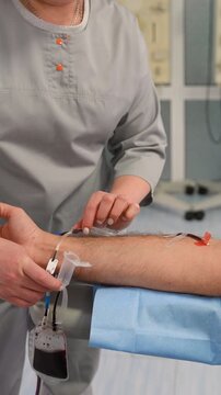 Blood donation process in a hospital clinic