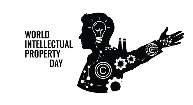 World intellectual property day graphic featuring a head and idea symbol