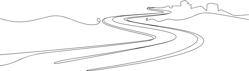Continuous line art or One Line drawing of Roller Road for vector illustration, business transportation. one line art icon drawing vector © jinnatun