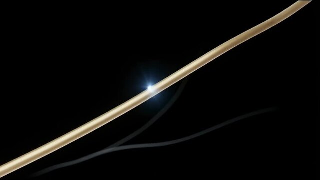 Abstract Nerve Impulse Signal with Light Flow on Black Background