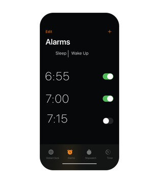 Alarm app ui design vector similar to I-phone