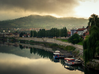 Fototapeta premium Visegrad, a historic town on the Drina River in Bosnia and Herzegovina