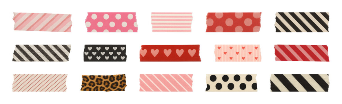 PNG Colorful patterned adhesive tapes on transparent background