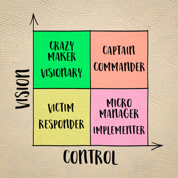vision and control concept, self-management matrix, diagram sketch