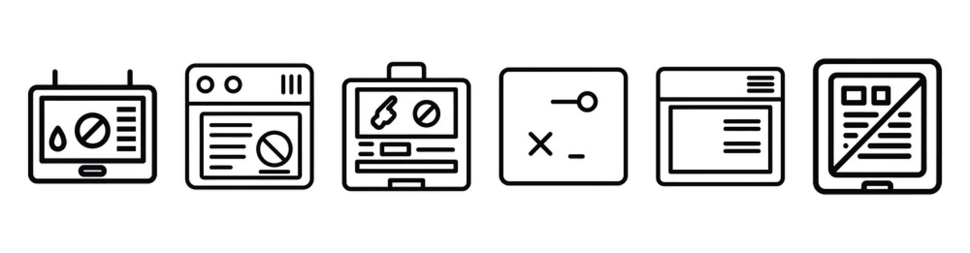 prototype testing icon set outline style. Business line art icon collection.