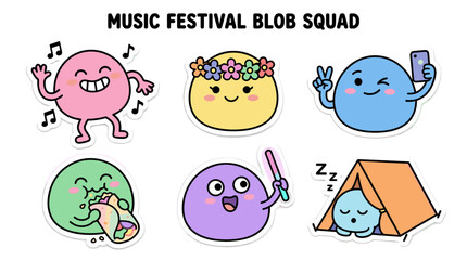 Fototapeta premium Blob Squad: Music Festival Fun 