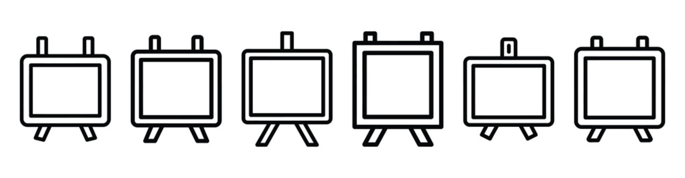 artboard canvas icon set outline style. Business line art icon collection.