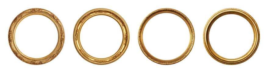 Obraz premium PNG Elegant gold circular frames on transparent background