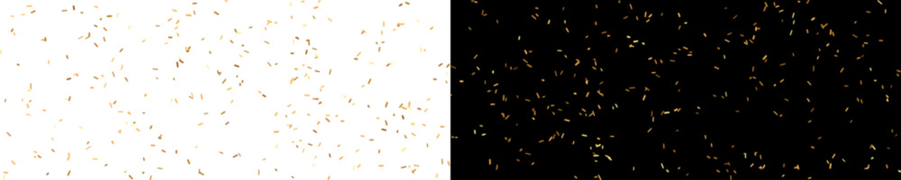 Abstract golden sprinkle pattern background with white and black contrast layout, luxury confetti style for celebration, premium design, banner, UI, cover and vector illustration