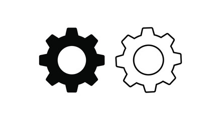 Fototapeta premium Two gears one dark and one light presented as a silhouette