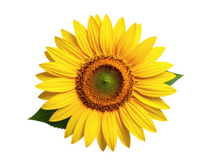 Fototapeta premium Brilliant yellow sunflower bloom with vibrant petals and intricate center detail isolated for graphic design projects&nbsp;