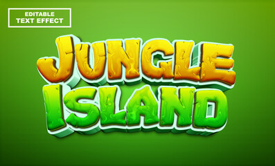 Jungle island text, editable text effect template, 3d bold cartoon yellow and green text style © WS Design