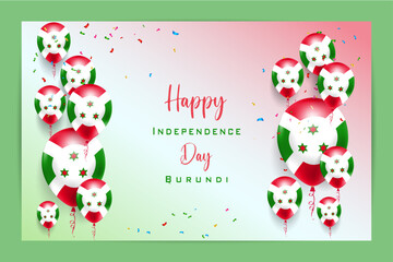 Fototapeta premium High quality 3D balloon flag card for Burundi Independence Day, featuring bold national colors and festive elements, perfect for patriotic celebrations, events and promotional materials.