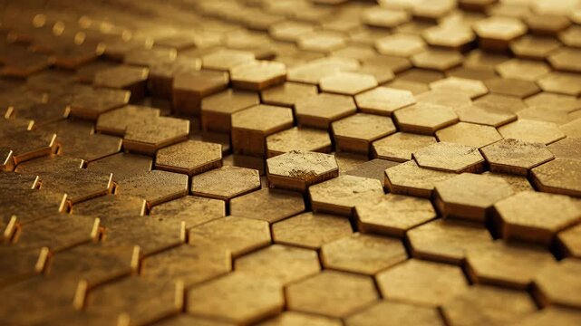 Honeycomb Pattern in Gold: An alluring image showcasing a mesmerizing honeycomb pattern, rendered in stunning gold hues. The intricate design captivates the eye and exudes opulence and luxury.