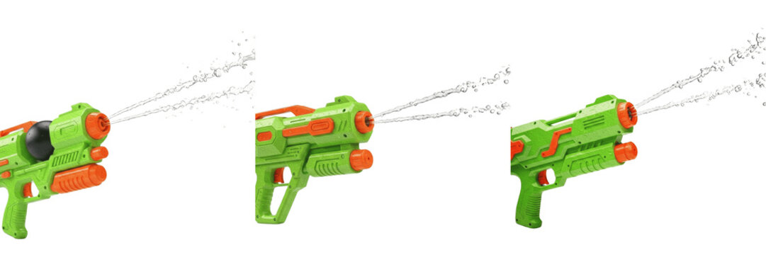 Fun Green and Orange Water Blaster Gun Set Spraying Dual Streams for Summer Outdoor Pool Party Games