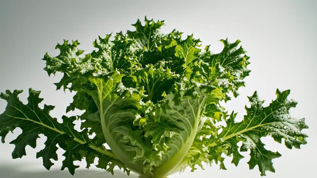 Frisee Lettuce Head Isolated on a Clean White Studio Background