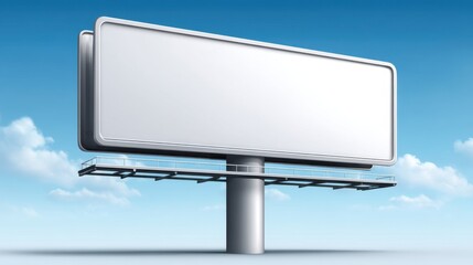 Obraz premium Bright and Clear Blank Billboard Against a Clear Blue Sky with Soft White Clouds, Perfect for Advertising and Marketing Opportunities