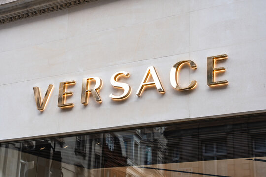 Versace Luxury Store Sign On Elegant Facade