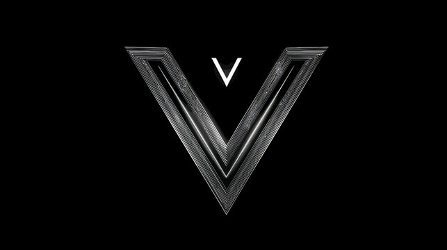 Abstract letter v graphic on black background for design elements
