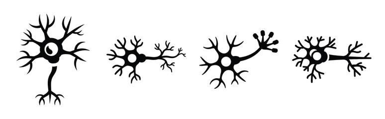 Naklejka premium nerve silhouette simple icon set, black color and white background
