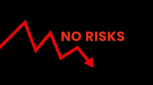 No Risks Downtrend Arrow Animation Red Falling Line Financial Warning Concept
