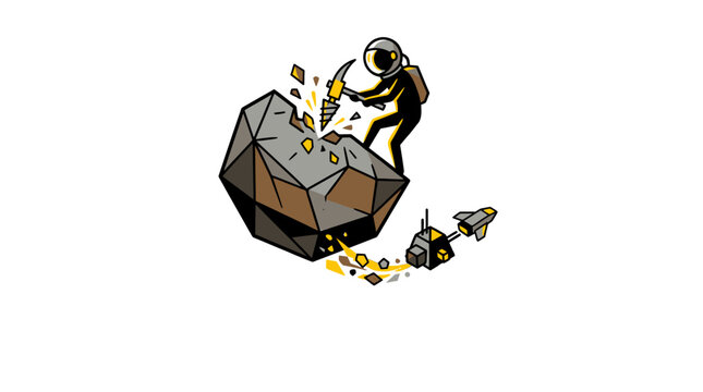 Astronaut Mining Asteroid Concept