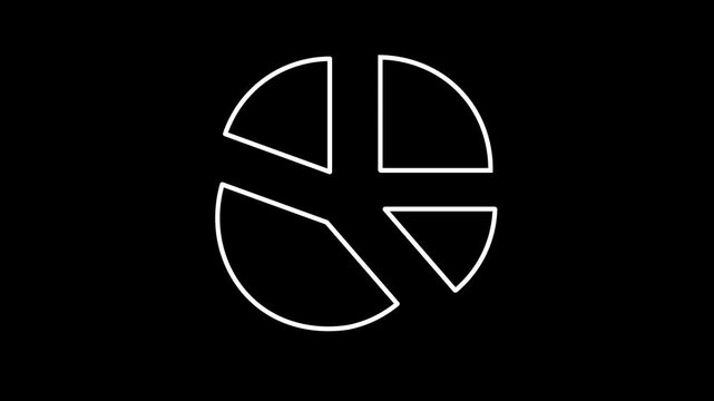 simple pie chart animation, comparison slices, percentage or degree concept, interconnected lines, 4k video