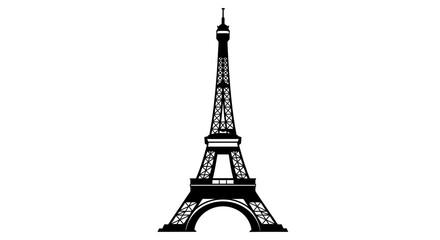 Black Eiffel Tower Silhouette Landmark Graphic on White Background
