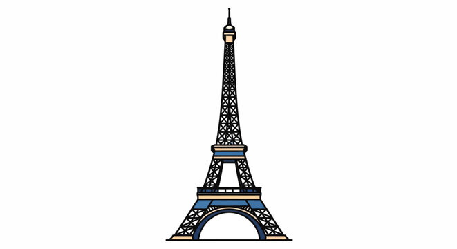 Stylized Eiffel Tower Illustration Paris Landmark Symbol