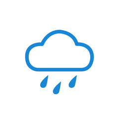 Obraz premium Cloud with Rain Drops Icon Weather Line Art Vector