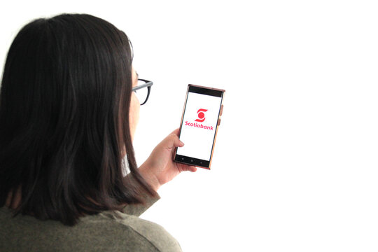Mexico City, Mexico - Jan 28, 2025: Scotiabank web and mobile app is a Canadian financial institution that offers personal, commercial, and corporate banking services
