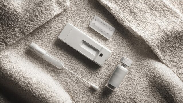 Medical Rapid Antigen Diagnostic Test Kit on Textured Surface