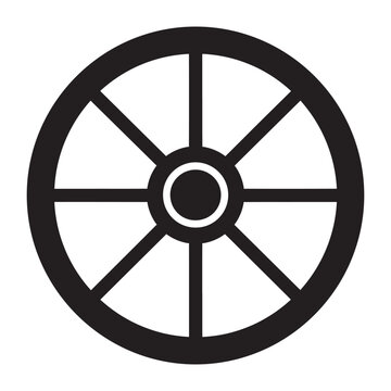 Wagon wheel icon illustrated on background