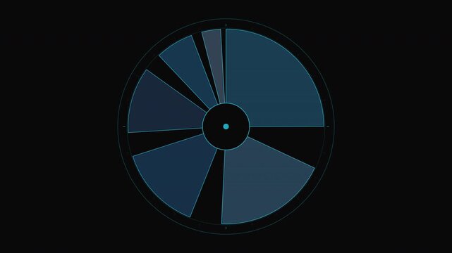 Blue radial diagram with slices around a central point, perfect for presentations, infographics, educational materials, and business reports. Visually engaging design.