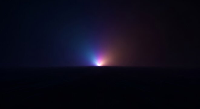 A vast dark expanse stretches into nothingness as a soft ethereal light fades slowly in the far distance creating a mood of deep solitude, texture, moody, space