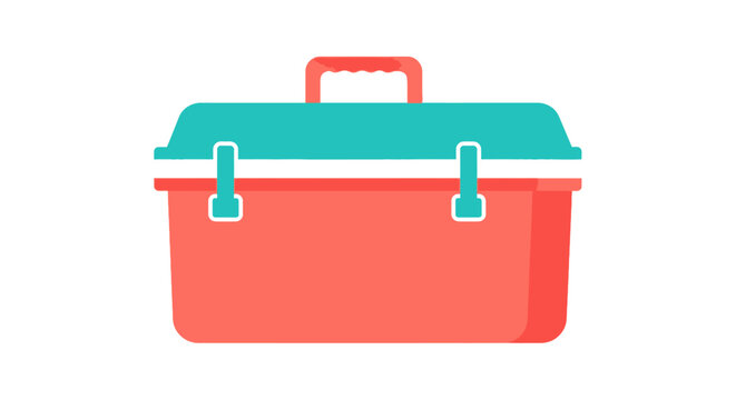 A red toolbox with a green lid, ready for use. It is clean and neat, showing it's ready for any job