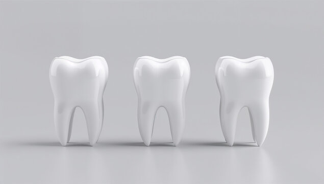 3種類の歯の形状を並べて比較できる歯科解剖の3DCG素材
