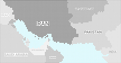 Obraz premium Strait of Hormuz Dot Map, Persian Gulf Countries, Middle East Vector Illustration, Oil Shipping Routes, Geopolitical Tension Concept