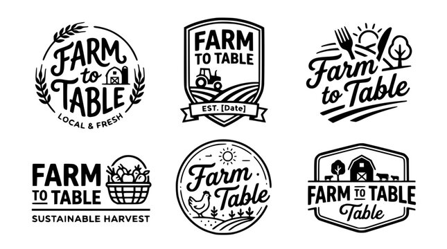 Farm to table logo vector graphic illustration set