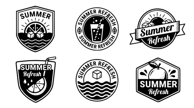 Summer refresh logo designs for drinks and beverages